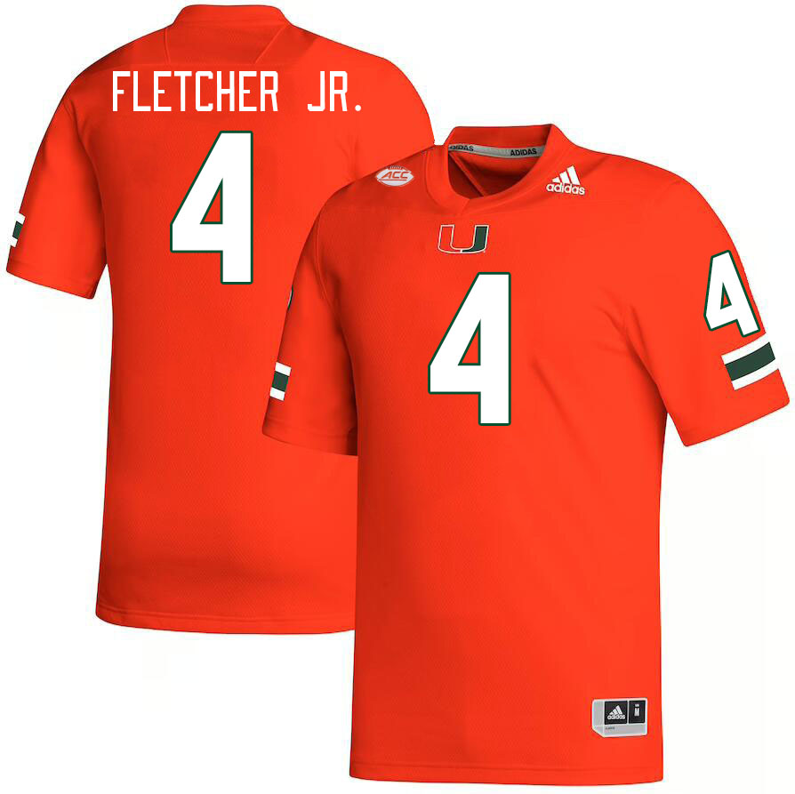 Men #4 Mark Fletcher Jr. Miami Hurricanes College Football Jerseys Stitched-Orange